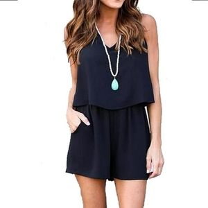 Nanyuaya Sleeveless Casual Loose Shorts Jumpsuit